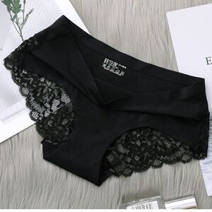 3/$15 Black Floral Lace Bikini Panties Underwear Mid Waist Briefs Seamless Lot